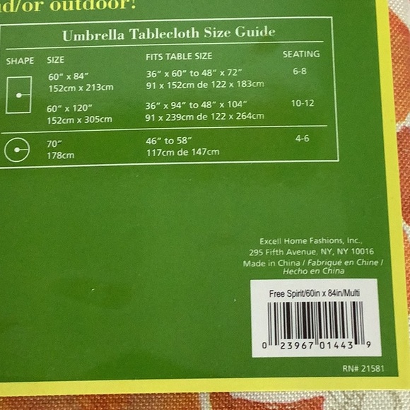 Excell Home Fashions Multicolor Indoor/Outdoor Tablecloth - Picture 6 of 7